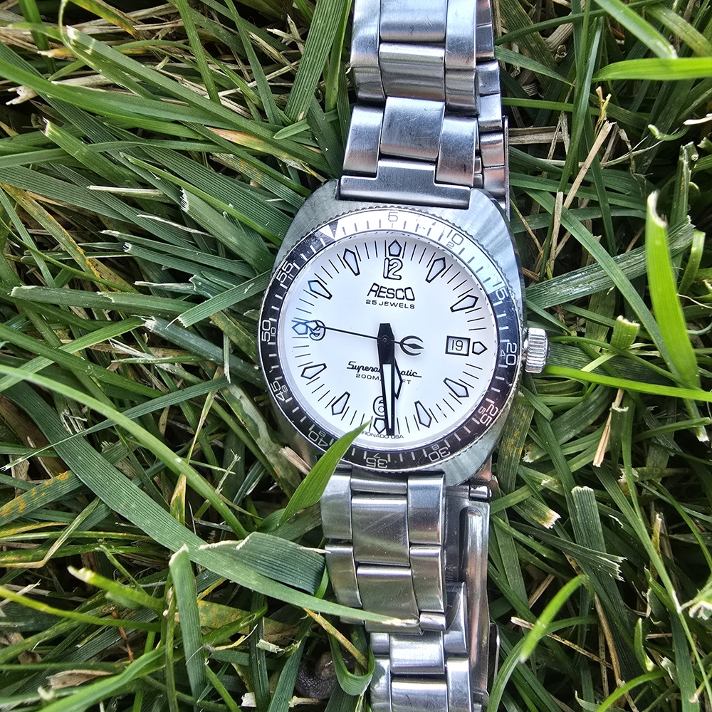 Resco Stainless Steel Diver Watch with White Dial
